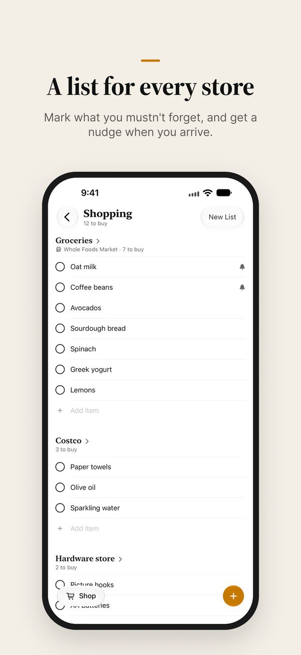 A shopping list for one store